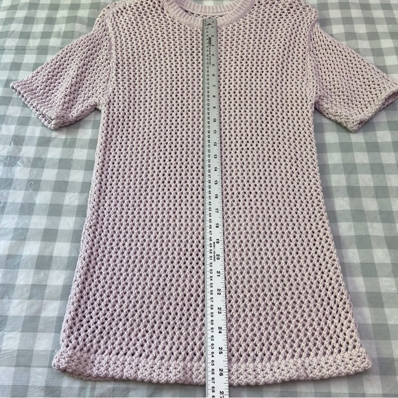 Tna crochet sweater cotton powder pink 2XS short sleeves round neck summer knit - Picture 6 of 12